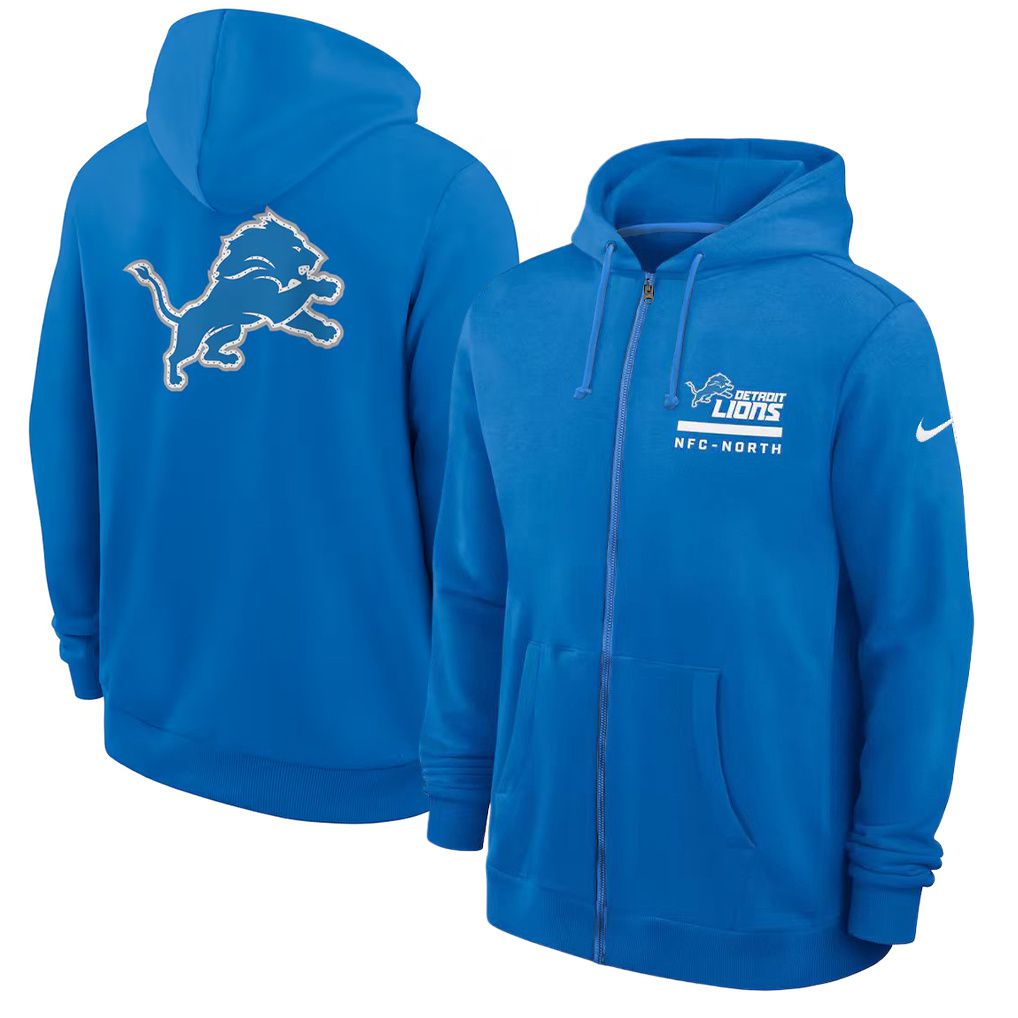 Men 2026 NFL Detroit Lions zip-up hoodie Blue 01